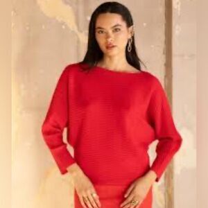 Truth by Republic red ribbed knit sweater with gold buttons size medium NWT